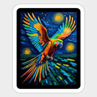 Macaw in starry night Sticker